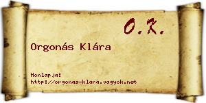 Orgonás Klára névjegykártya